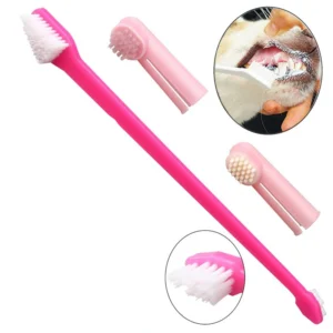 Dog Toothbrush Set Pet Tooth Cleaner Toys 1 Tooth Brush Plus 2 Finger Brushes Toy Suitable for Dogs Cats Chinchilla Guinea