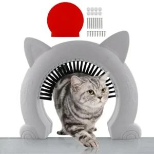 Pet Cat Dog Door Hole Access Direction Controllable Toy For Pet Training Dog Cats Kitten ABS Pet Gate Door Kit with Clean Brush