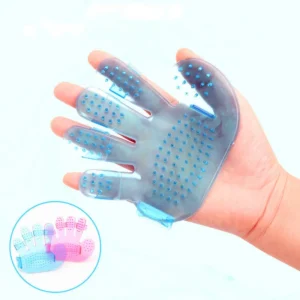 Fashion rubber Pet Bath Brush Dog Toys Rub Massage Brush Pet Hand Brush for Dogs and Cats Pet Accessories(color:blue,pink)