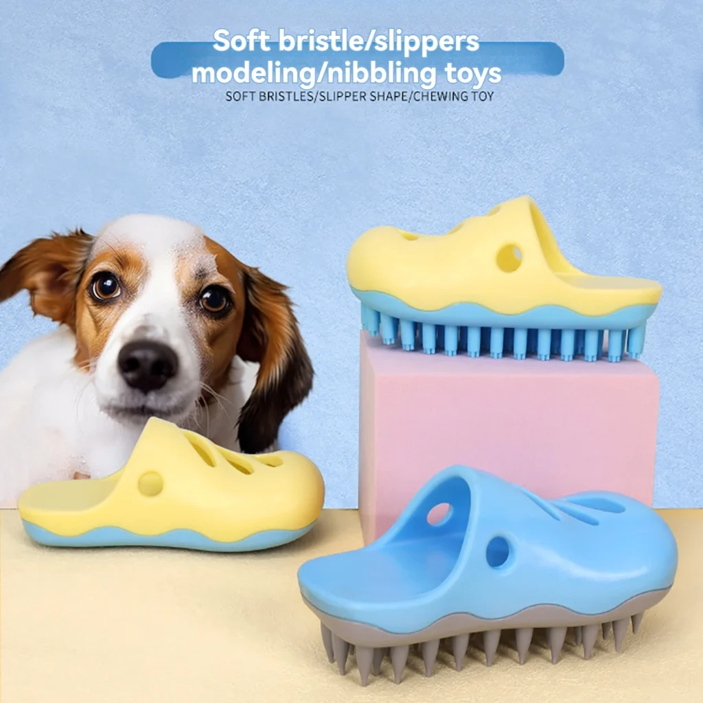1pc cute hole shoe shaped pet bath brush, pet bath toy for biting and relieving boredom, suitable for cats and dogs
