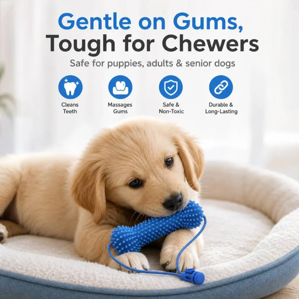 Dogs Tooth Brushing Toy Durable Rubber Bone-shaped Toys for Dogs Suction Cup Pull Rope Dental Chew Stick Pet Dogs Training Aid